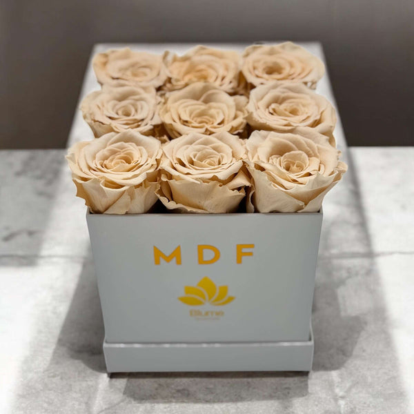 Small White Square Box - Preserved Roses - Madame De Fleur