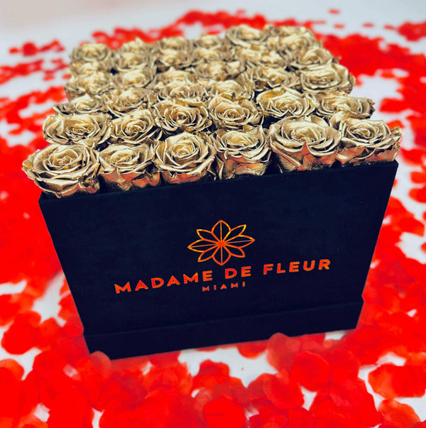 XL Black Square Box - Preserved Roses - Madame De Fleur