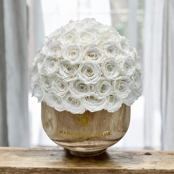 Sandora Dome Wooden Vase  - Preserved Roses - Madame De Fleur