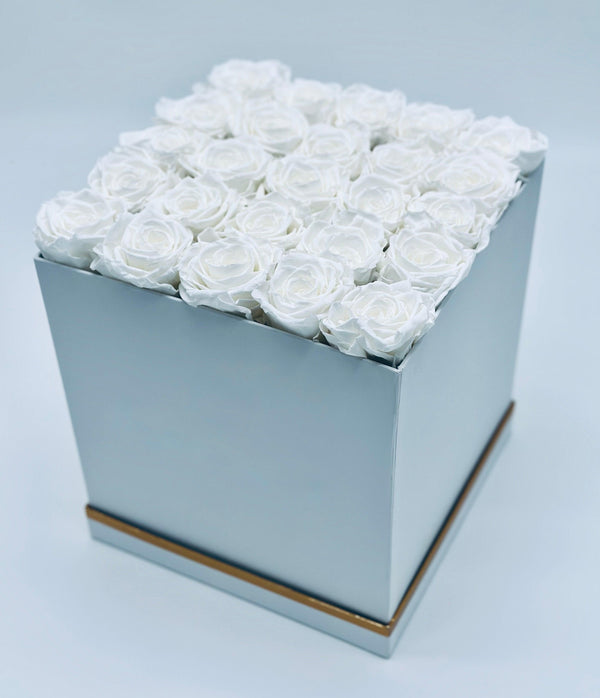 Large White Square Box - Preserved Roses - Madame De Fleur