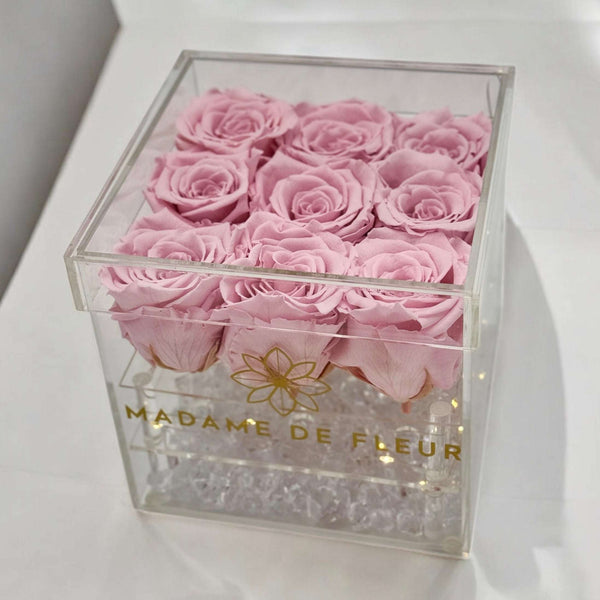 Small Acrylic Square Box - Preserved Roses - Madame De Fleur