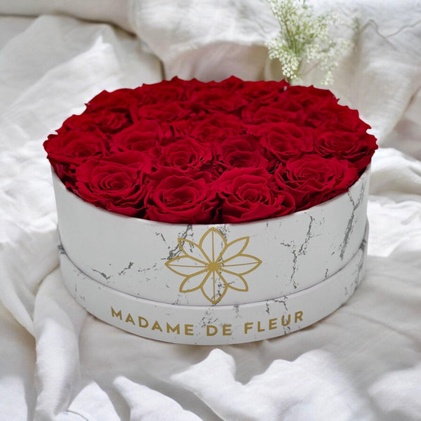 Large Marble Round Box - Preserved Roses - Madame De Fleur