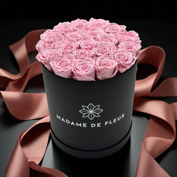 Large Black Round Box - Preserved Roses - Madame De Fleur