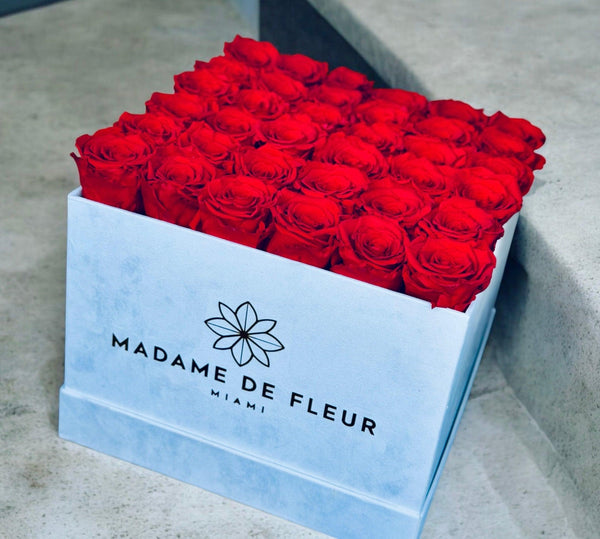 XL White Square Box - Preserved Roses - Madame De Fleur
