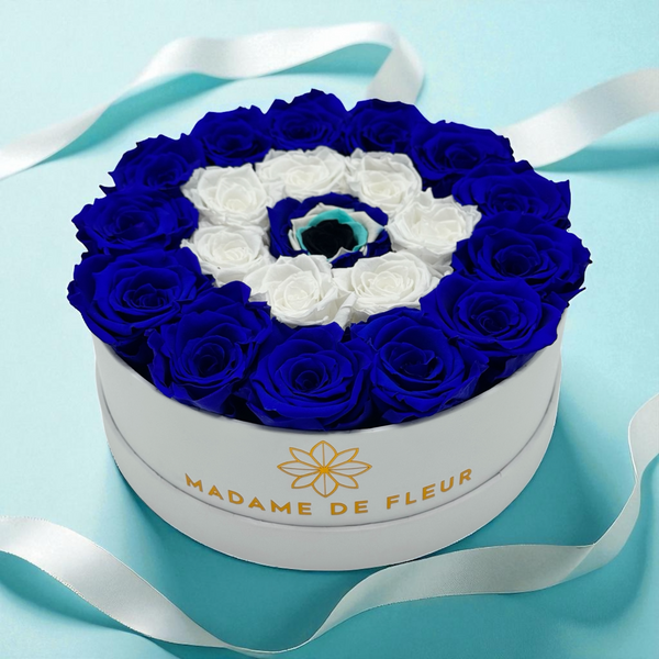 Large Evil Eye Round Box - Preserved Roses - Madame De Fleur