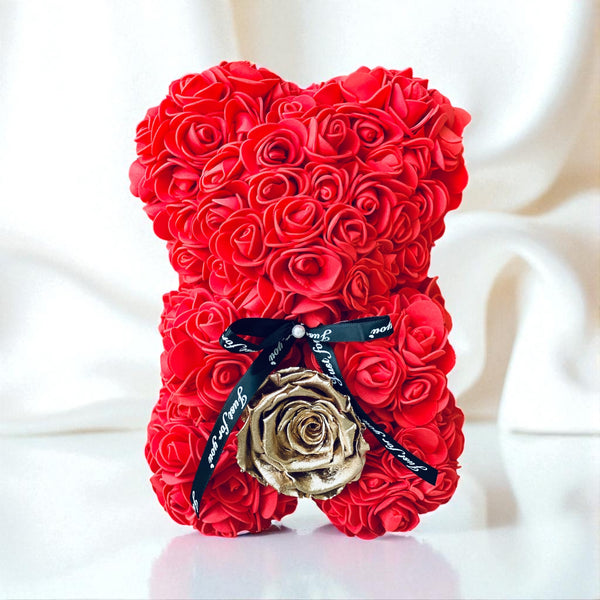 Small Red Rose Bear - Madame De Fleur