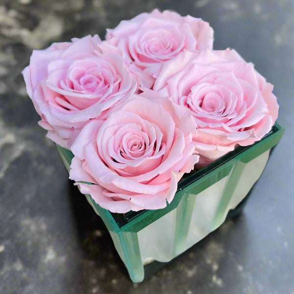 XS Mirror Square Vase Preserved Roses
