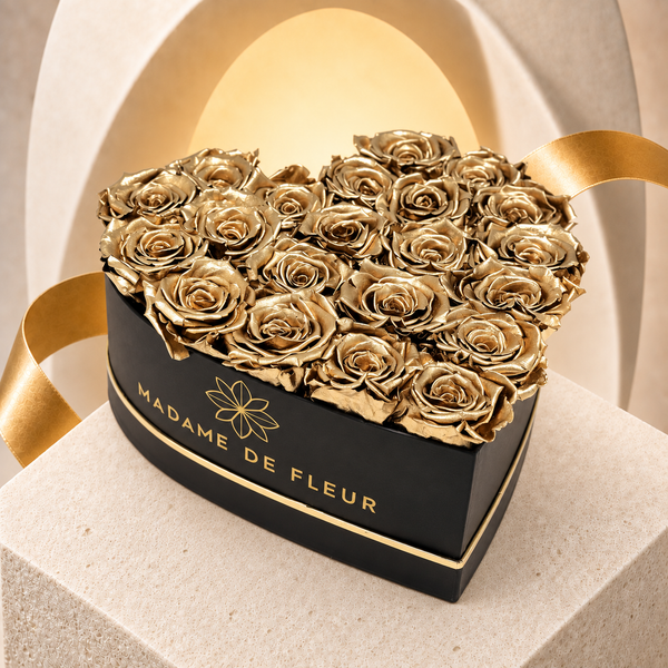 Large Black Heart Box - Preserved Roses
