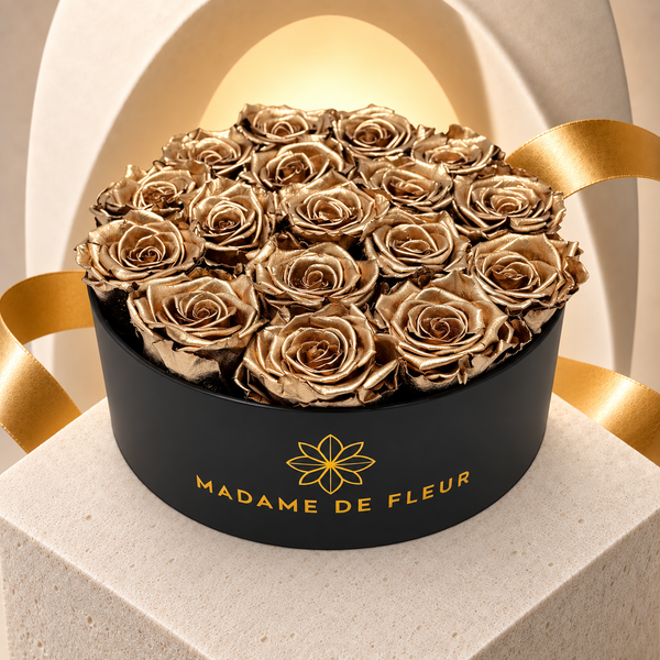 Large Black Round Box - Preserved Roses