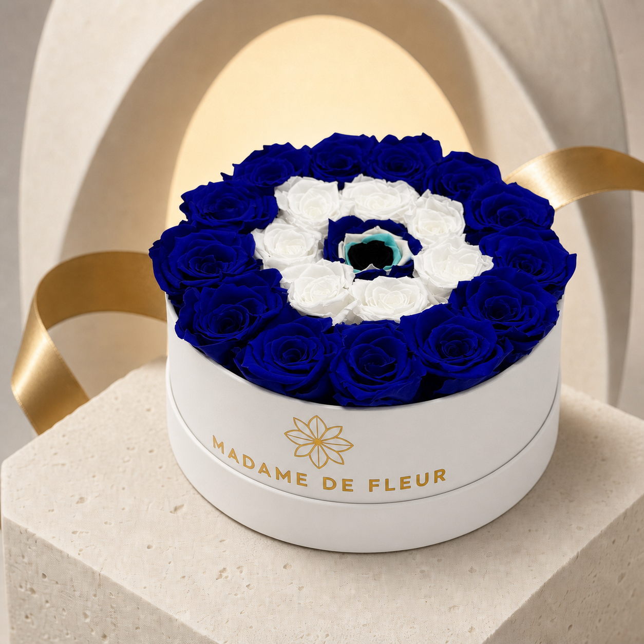 Large Evil Eye Round Box - Preserved Roses