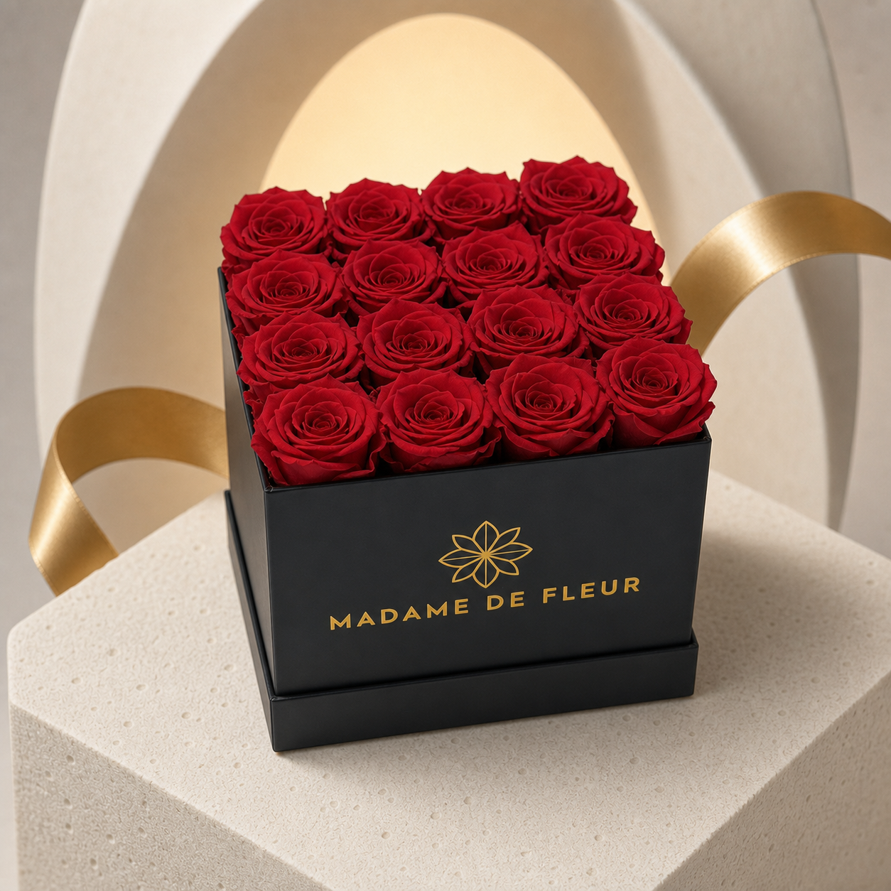 Medium Black Square Box - Preserved Roses