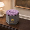 Medium Grey Suede Hexagon Box - Preserved Roses