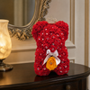 Small Luxury Red Rose Bear with Diamonds/Pearls