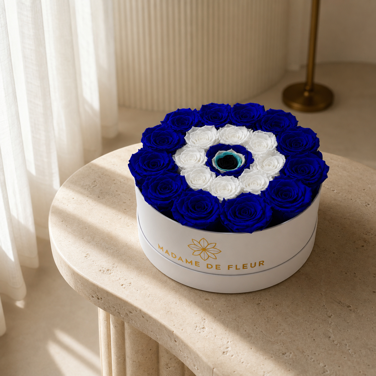 Large Evil Eye Round Box - Preserved Roses