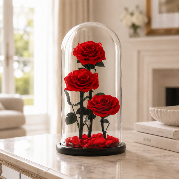 Belle Trio Red Preserved Roses