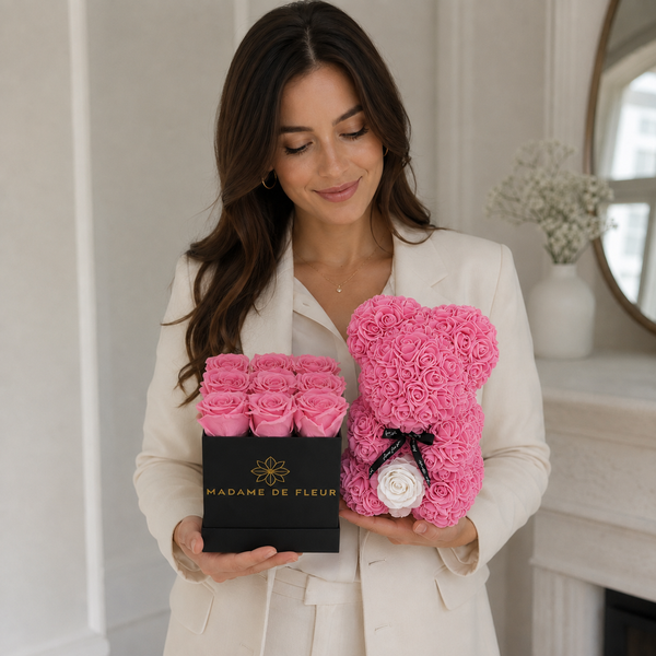 Petite Love Duo - Rose Bear & Rose Box, photo 3 - Madame De Fleur