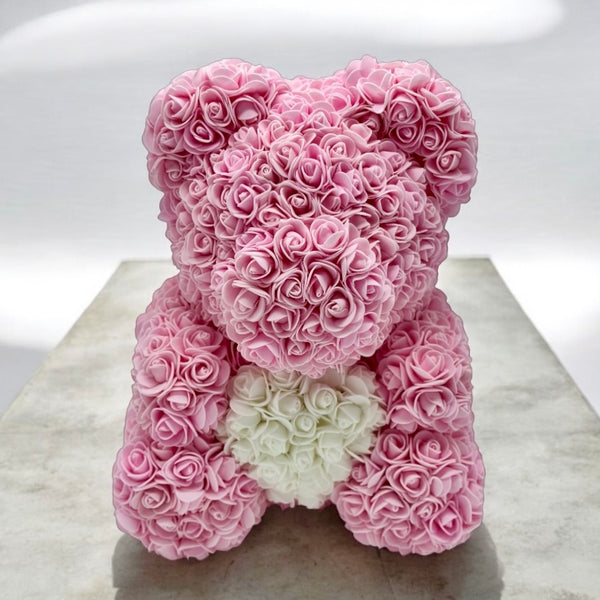 Medium Pink LOVE Rose Bear