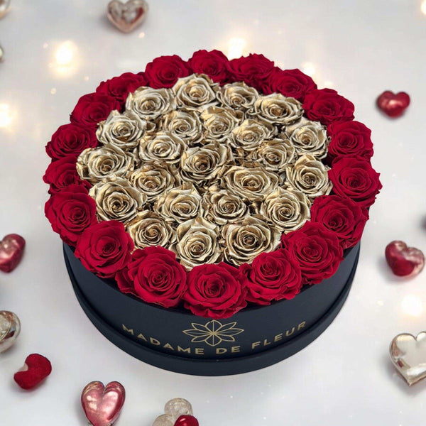 Jumbo Black Round Box - Preserved Roses - Madame De Fleur