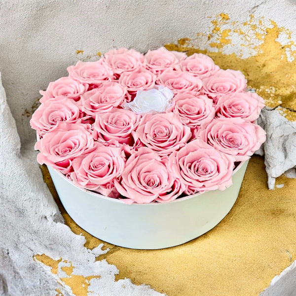 Large White Round Box - Preserved Roses - Madame De Fleur