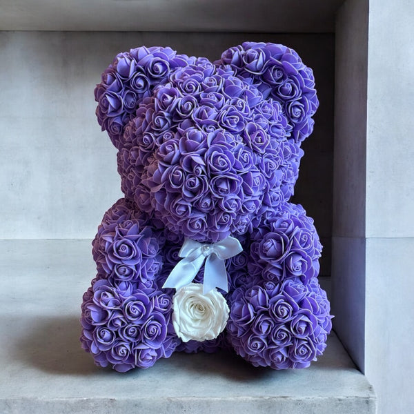Medium Purple Rose Bear