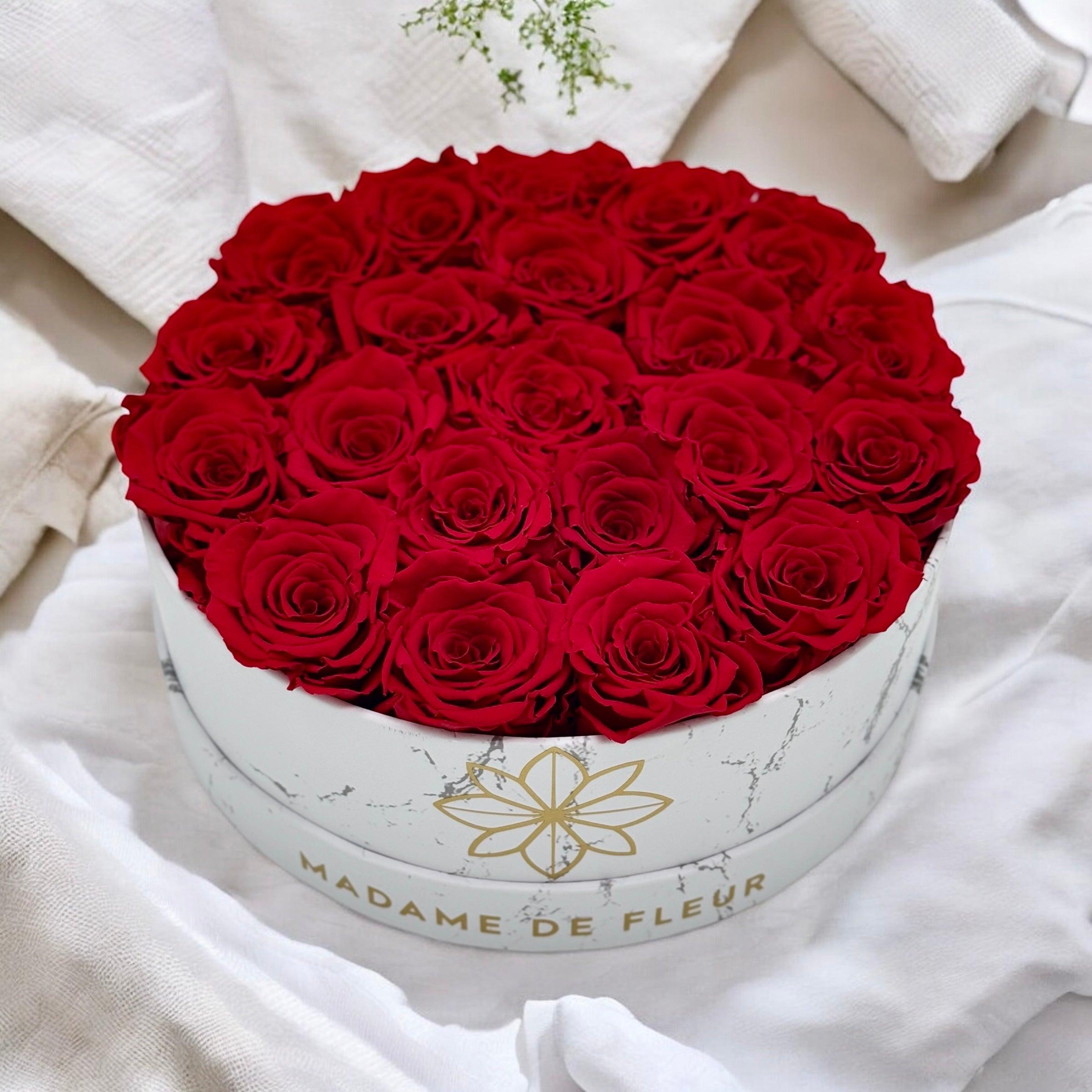 Large Marble Round Box | Elegant Preserved Roses