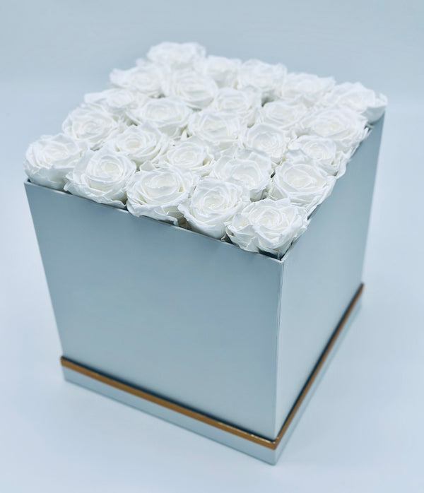 Large White Square Box - Preserved Roses