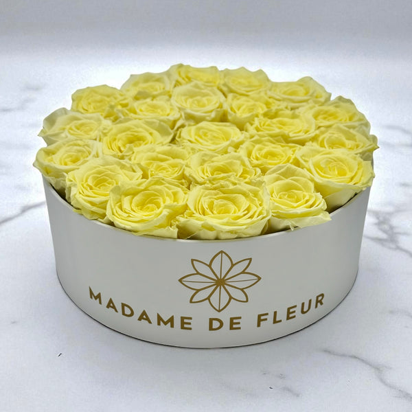 Large White Round Box - Preserved Roses