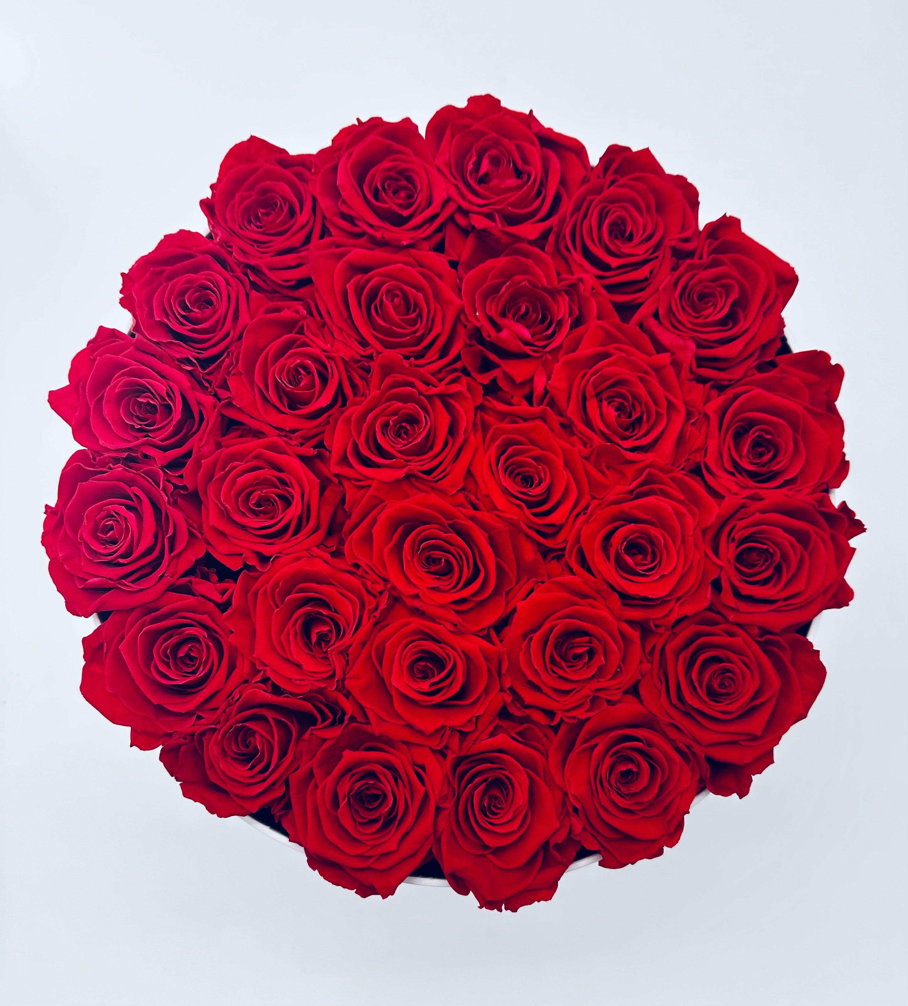 XL White Round Box - Preserved Roses - Madame De Fleur