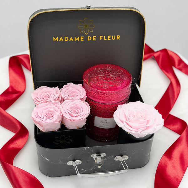 The Perfect Package - Pink Preserved Roses & Candle