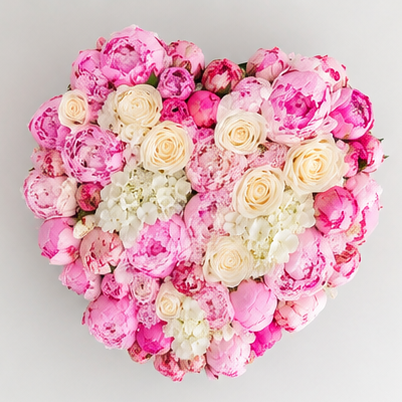 Blush Garden Heart - Peonies, Roses & Hydrangeas Heart Box