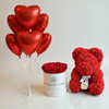 Luxe Trio – Rose Bear, Rose Box & Balloons - Madame De Fleur