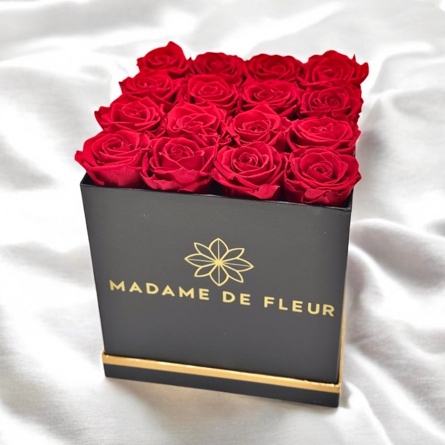 Medium Black Square Box | Stunning Preserved Roses