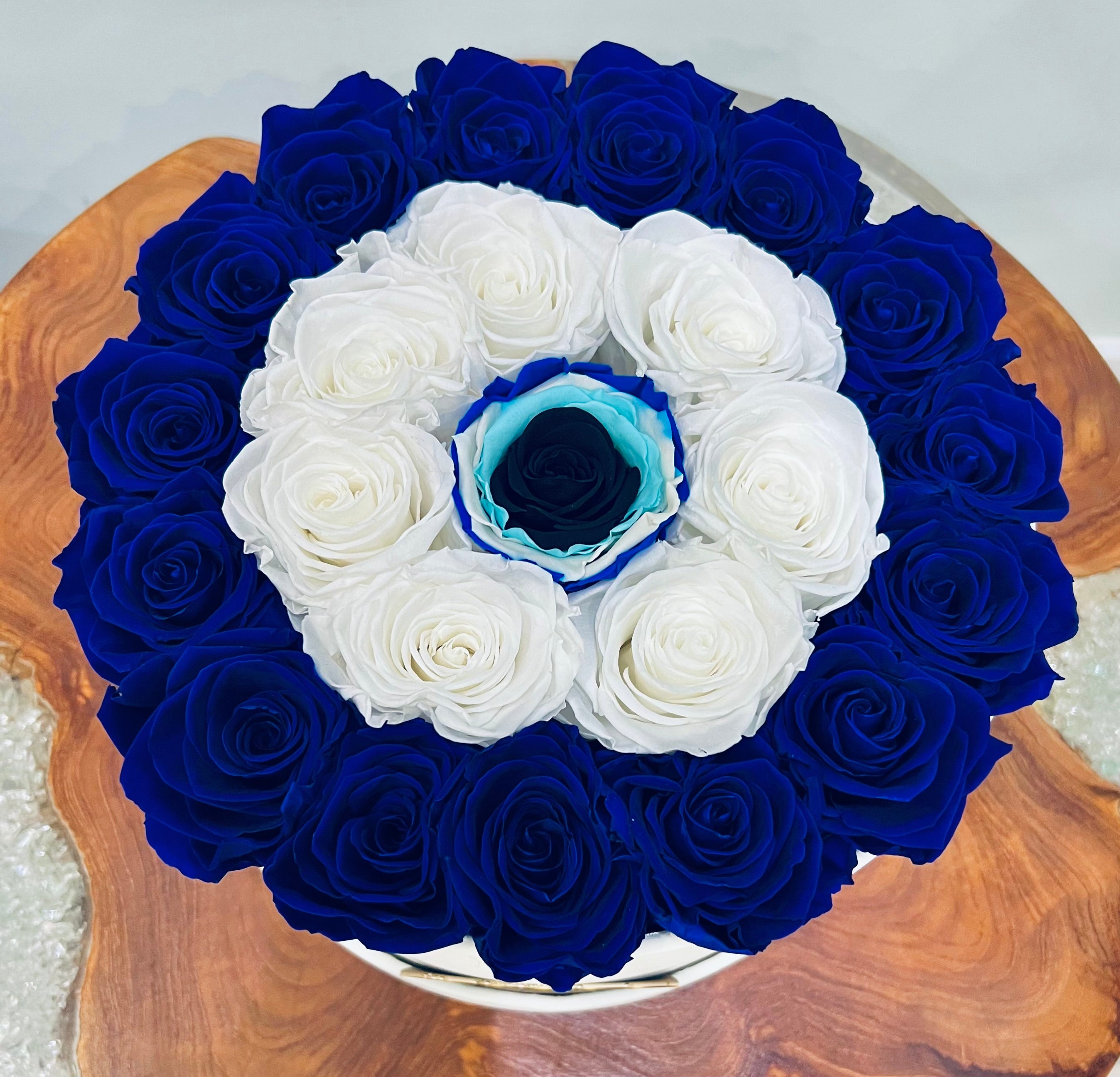 Large Evil Eye Round Box - Preserved Roses