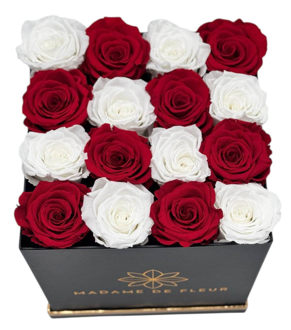Medium Black Square Box - Preserved Roses