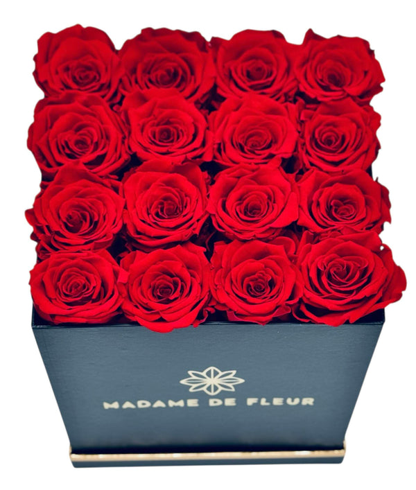 Medium Black Square Box - Preserved Roses