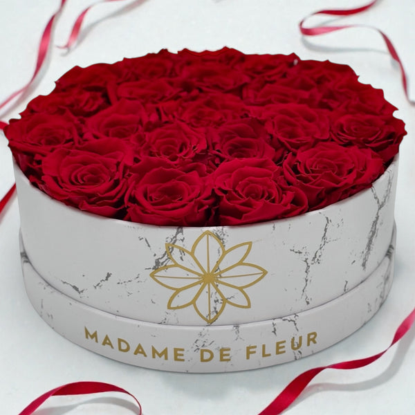 Large Marble Round Box - Preserved Roses