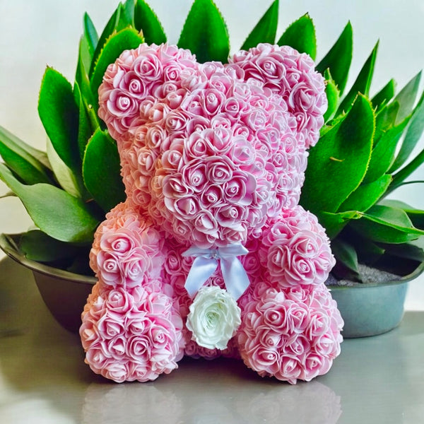 Medium Pink Rose Bear