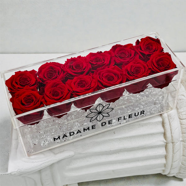 Acrylic Rectangle Box - Preserved Roses - Madame De Fleur