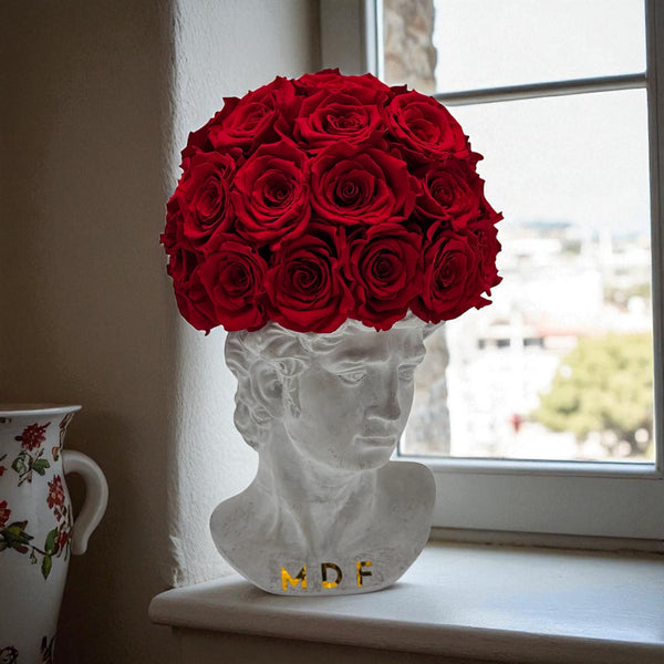 Greek Statue Dome Vase  - Preserved Roses