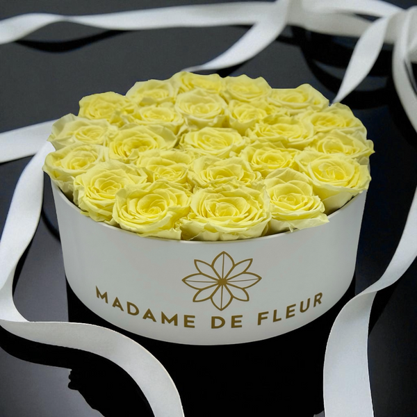 Large White Round Box - Preserved Roses