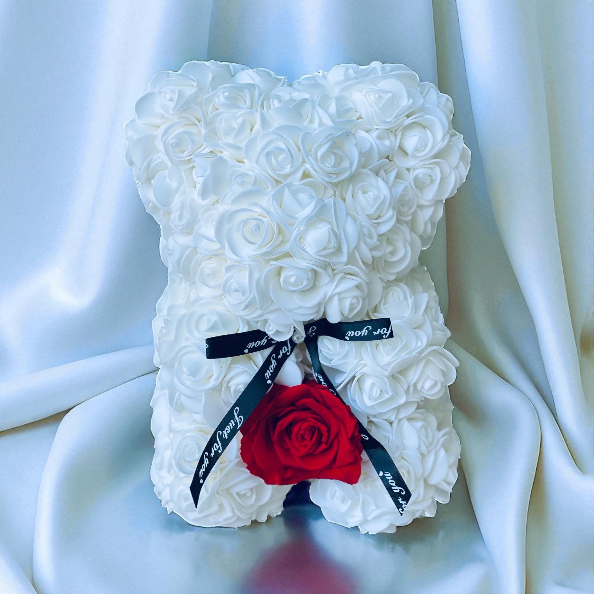 Small White Rose Bear - Madame De Fleur