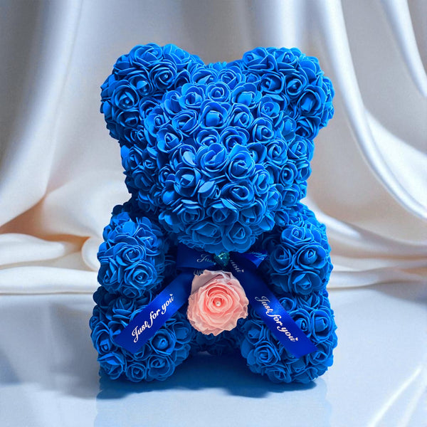 Medium Blue Rose Bear
