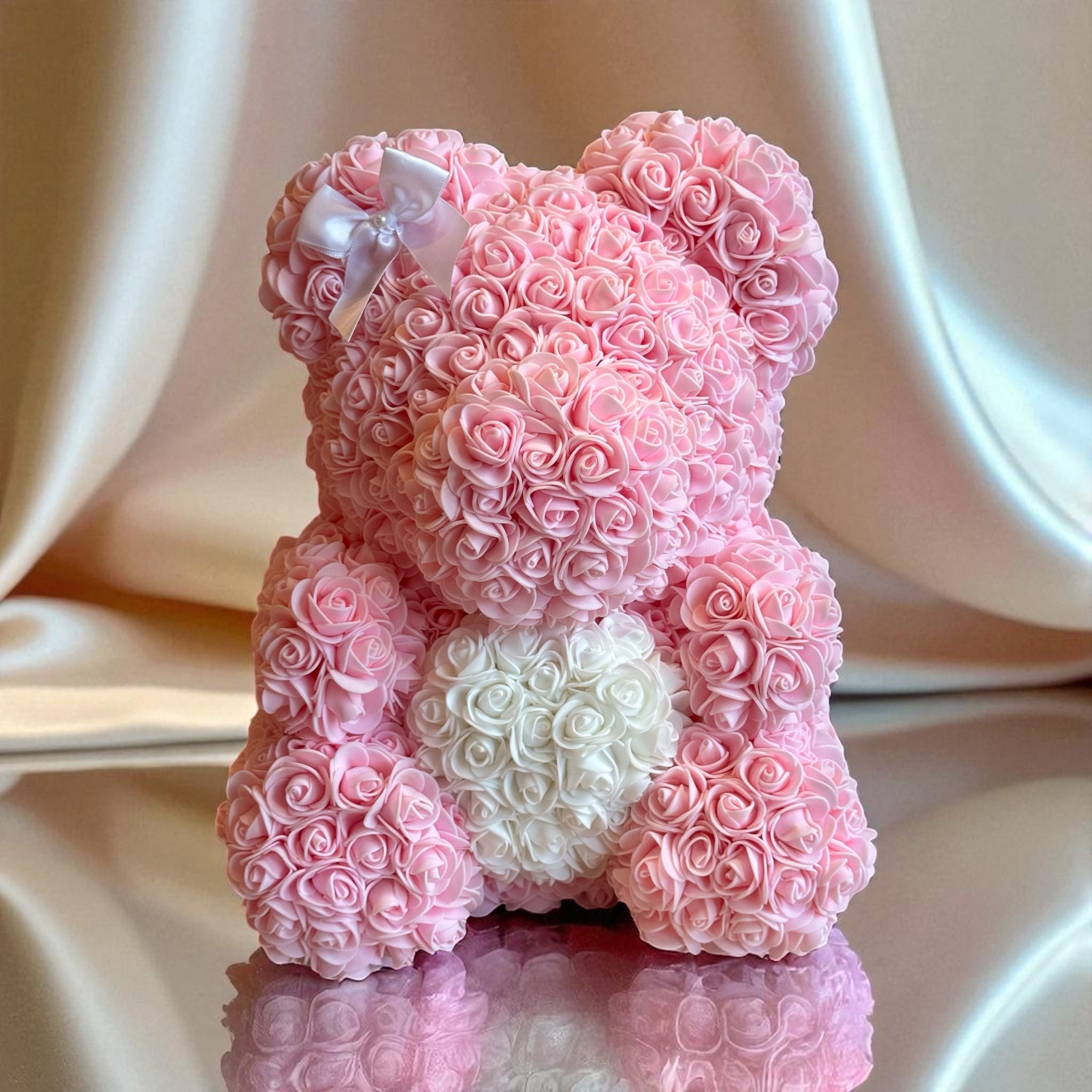 Medium Pink LOVE Rose Bear - Madame De Fleur