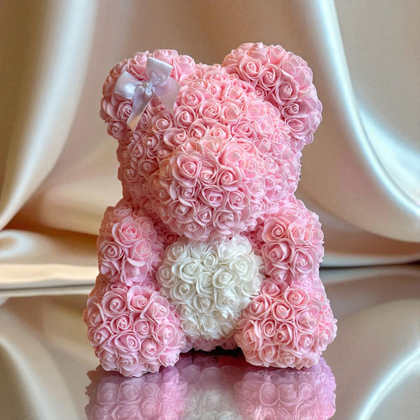 Medium Pink LOVE Rose Bear