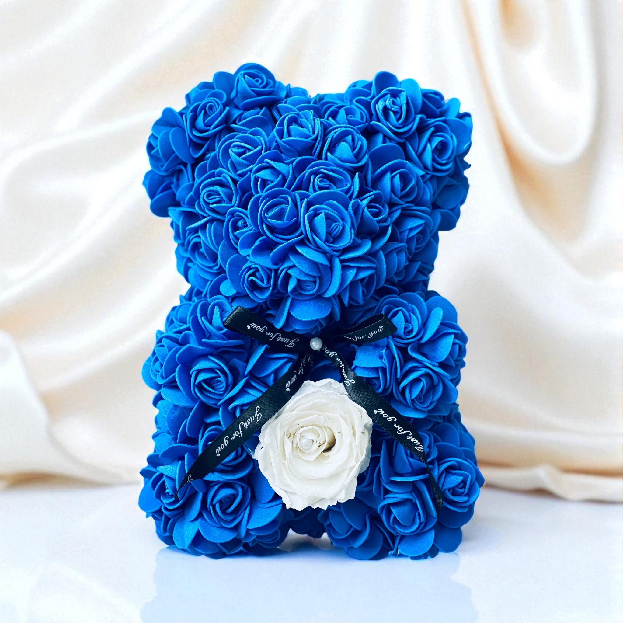 Small Blue Rose Bear - Madame De Fleur