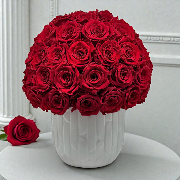 Lumiere White Dome Vase - Preserved Roses - Madame De Fleur