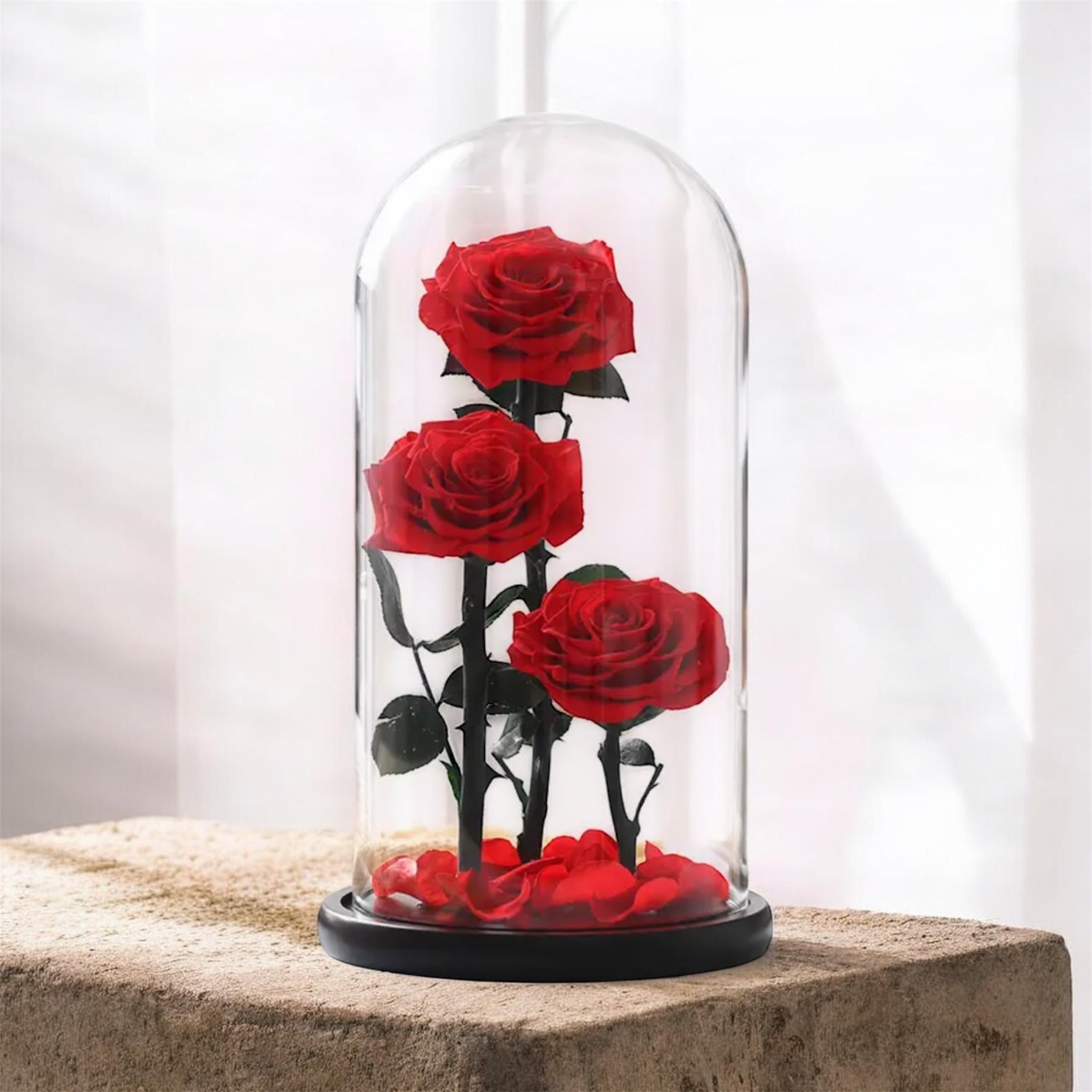 Belle Trio Red Preserved Roses - Madame De Fleur