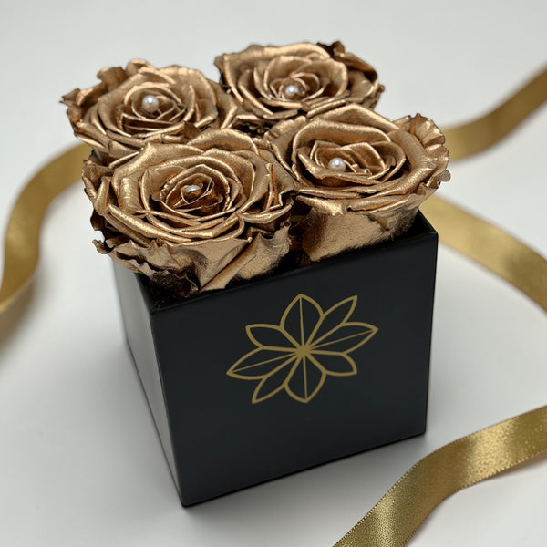 XS Black Square Box - Preserved Roses