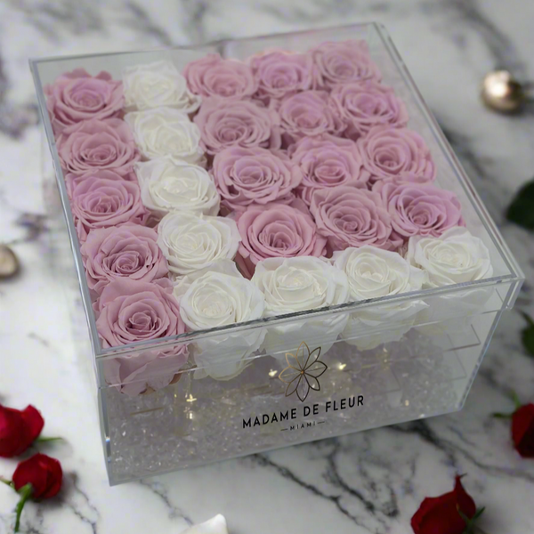 Large Acrylic Square Box -  Preserved Roses