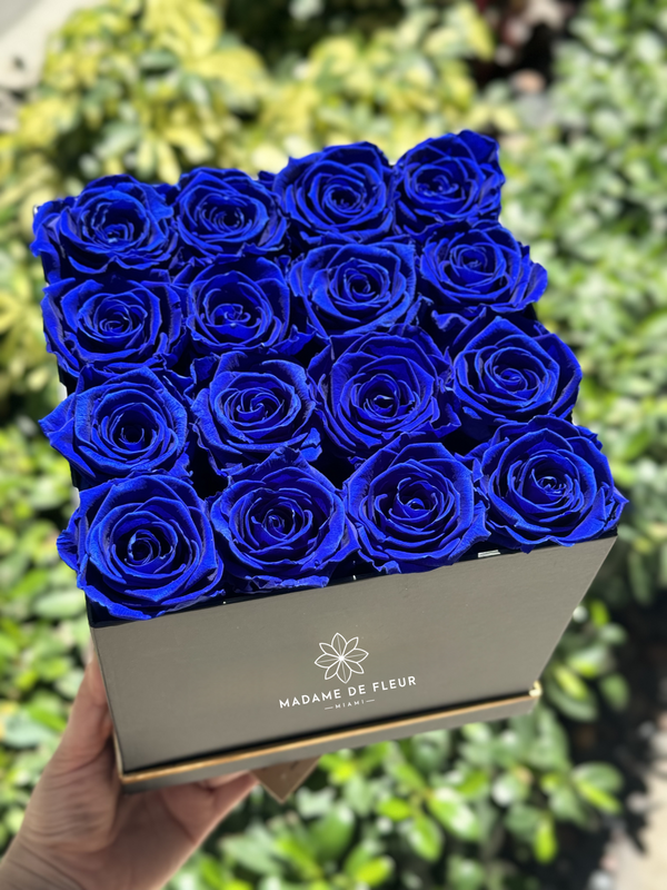 Medium Black Square Box - Preserved Roses